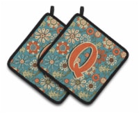 Carolines Treasures CJ2012-QPTHD Letter Q Flowers Retro Blue Pair of Pot Holder