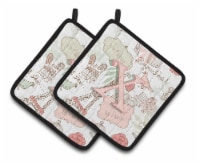 Carolines Treasures  CJ2002-XPTHD Letter X Love in Paris Pink Pair of Pot Holder