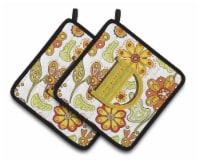 Carolines Treasures  CJ2003-DPTHD Letter D Floral Mustard and Green Pair of Pot