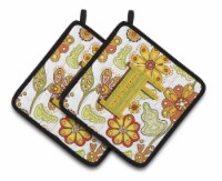 Carolines Treasures CJ2003-FPTHD Letter F Floral Mustard and Green Pair of Pot