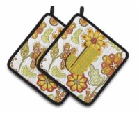 Carolines Treasures CJ2003-JPTHD Letter J Floral Mustard and Green Pair of Pot