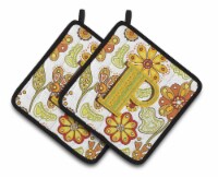Carolines Treasures CJ2003-PPTHD Letter P Floral Mustard and Green Pair of Pot