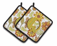 Carolines Treasures CJ2003-QPTHD Letter Q Floral Mustard and Green Pair of Pot