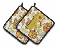 Carolines Treasures CJ2003-RPTHD Letter R Floral Mustard and Green Pair of Pot