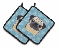 Carolines Treasures  BB1696PTHD Snowflake Fawn Pug Pair of Pot Holders