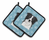 Carolines Treasures BB1675PTHD Snowflake Border Collie Pair of Pot Holders