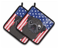 Carolines Treasures BB2193PTHD American Flag and Black Pug Pair of Pot Holders