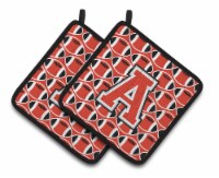 Carolines Treasures  CJ1067-APTHD Letter A Football Scarlet and Grey Pair of Pot