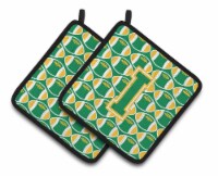 Carolines Treasures  CJ1069-IPTHD Letter I Football Green and Gold Pair of Pot H