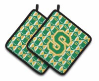 Carolines Treasures  CJ1069-SPTHD Letter S Football Green and Gold Pair of Pot H