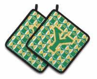 Carolines Treasures  CJ1069-YPTHD Letter Y Football Green and Gold Pair of Pot H