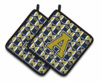 Carolines Treasures  CJ1074-APTHD Letter A Football Blue and Gold Pair of Pot Ho