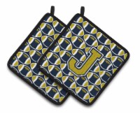 Carolines Treasures  CJ1074-JPTHD Letter J Football Blue and Gold Pair of Pot Ho