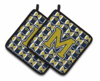 Carolines Treasures CJ1074-MPTHD Letter M Football Blue and Gold Pair of Pot Ho