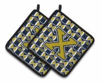 Carolines Treasures  CJ1074-XPTHD Letter X Football Blue and Gold Pair of Pot Ho