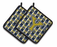 Carolines Treasures  CJ1074-YPTHD Letter Y Football Blue and Gold Pair of Pot Ho