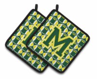 Carolines Treasures CJ1075-MPTHD Letter M Football Green and Yellow Pair of Pot