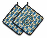 Carolines Treasures  CJ1077-CPTHD Letter C Football Blue and Gold Pair of Pot Ho