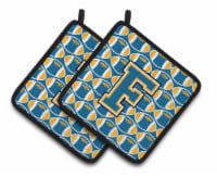 Carolines Treasures  CJ1077-FPTHD Letter F Football Blue and Gold Pair of Pot Ho
