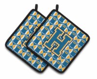 Carolines Treasures  CJ1077-HPTHD Letter H Football Blue and Gold Pair of Pot Ho