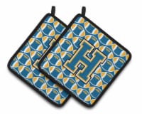 Carolines Treasures  CJ1077-HPTHD Letter H Football Blue and Gold Pair of Pot Ho