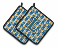 Carolines Treasures  CJ1077-LPTHD Letter L Football Blue and Gold Pair of Pot Ho