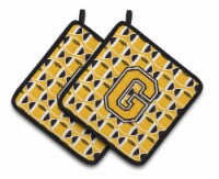 Letter G Football Black, Old Gold and White Pair of Pot Holders