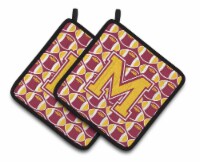 Carolines Treasures  CJ1081-MPTHD Letter M Football Maroon and Gold Pair of Pot