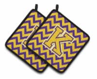 Carolines Treasures CJ1041-KPTHD Letter K Chevron Purple and Gold Pair of Pot H