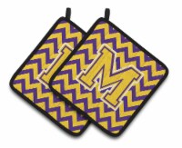 Carolines Treasures CJ1041-MPTHD Letter M Chevron Purple and Gold Pair of Pot H