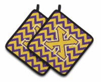 Carolines Treasures  CJ1041-XPTHD Letter X Chevron Purple and Gold Pair of Pot H