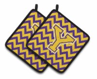 Carolines Treasures  CJ1041-YPTHD Letter Y Chevron Purple and Gold Pair of Pot H