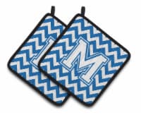 Carolines Treasures CJ1045-MPTHD Letter M Chevron Blue and White Pair of Pot Ho