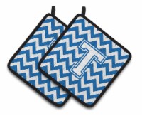 Carolines Treasures  CJ1045-TPTHD Letter T Chevron Blue and White Pair of Pot Ho