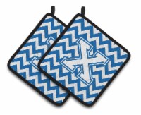 Carolines Treasures  CJ1045-XPTHD Letter X Chevron Blue and White Pair of Pot Ho