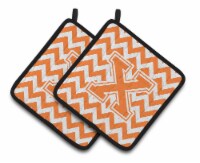 Carolines Treasures  CJ1046-XPTHD Letter X Chevron Orange and White Pair of Pot