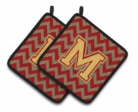 Carolines Treasures CJ1048-MPTHD Letter M Chevron Garnet and Gold Pair of Pot