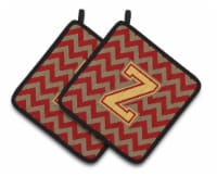 Carolines Treasures CJ1048-ZPTHD Letter Z Chevron Garnet and Gold Pair of Pot