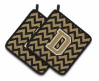 Carolines Treasures  CJ1050-DPTHD Letter D Chevron Black and Gold  Pair of Pot H