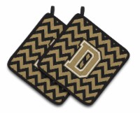 Carolines Treasures  CJ1050-DPTHD Letter D Chevron Black and Gold  Pair of Pot H