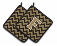 Carolines Treasures  CJ1050-FPTHD Letter F Chevron Black and Gold  Pair of Pot H