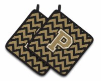 Carolines Treasures  CJ1050-PPTHD Letter P Chevron Black and Gold  Pair of Pot H