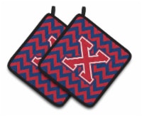 Carolines Treasures  CJ1054-XPTHD Letter X Chevron Yale Blue and Crimson Pair of