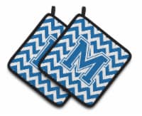 Carolines Treasures CJ1056-MPTHD Letter M Chevron Blue and White Pair of Pot Ho