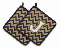 Carolines Treasures CJ1057-JPTHD Letter J Chevron Navy Blue and Gold Pair of Po