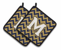 Carolines Treasures CJ1057-MPTHD Letter M Chevron Navy Blue and Gold Pair of Po