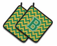 Carolines Treasures CJ1059-BPTHD Letter B Chevron Green and Gold Pair of Pot Ho