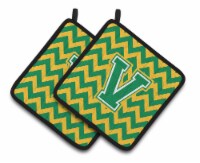 Carolines Treasures  CJ1059-VPTHD Letter V Chevron Green and Gold Pair of Pot Ho
