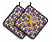 Carolines Treasures  CJ1064-XPTHD Letter X Football Purple and Gold Pair of Pot