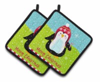 Carolines Treasures  VHA3015PTHD Merry Christmas Happy Penguin Pair of Pot Holde